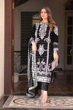 Midnight Noir & Icy Silver: Embroidered Velvet Suit | Ready To Wear