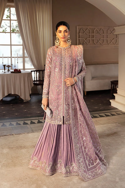 Mauve Elegance: Embroidered Organza Shirt with Pleated Lehenga | Ready To Wear