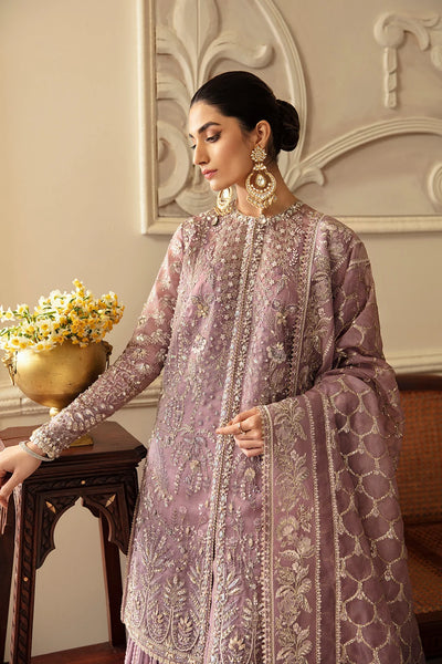 Mauve Elegance: Embroidered Organza Shirt with Pleated Lehenga | Ready To Wear