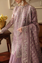 Mauve Elegance: Embroidered Organza Shirt with Pleated Lehenga | Ready To Wear