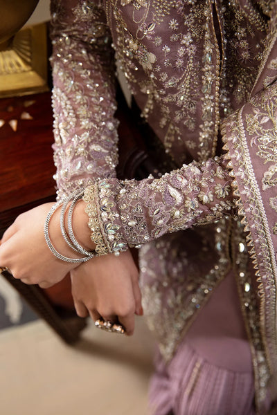 Mauve Elegance: Embroidered Organza Shirt with Pleated Lehenga | Ready To Wear