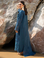 Deep Teal Blue: Embroidered Chikankari Cotton Suit | Ready To Wear