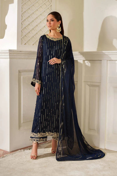 03-Piece Luxury Embroidered Chiffon Suit - Ready To Work