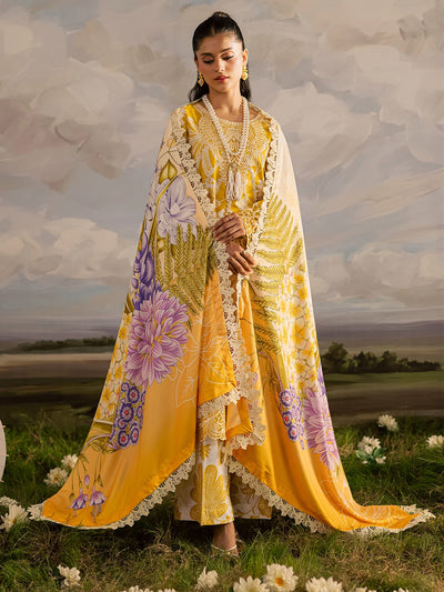 Mustard Yellow & White Accent: Printed Lawn Suit