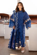 Cobalt Blue: Cotton Suit With Thread Embroidery | Ready To Wear