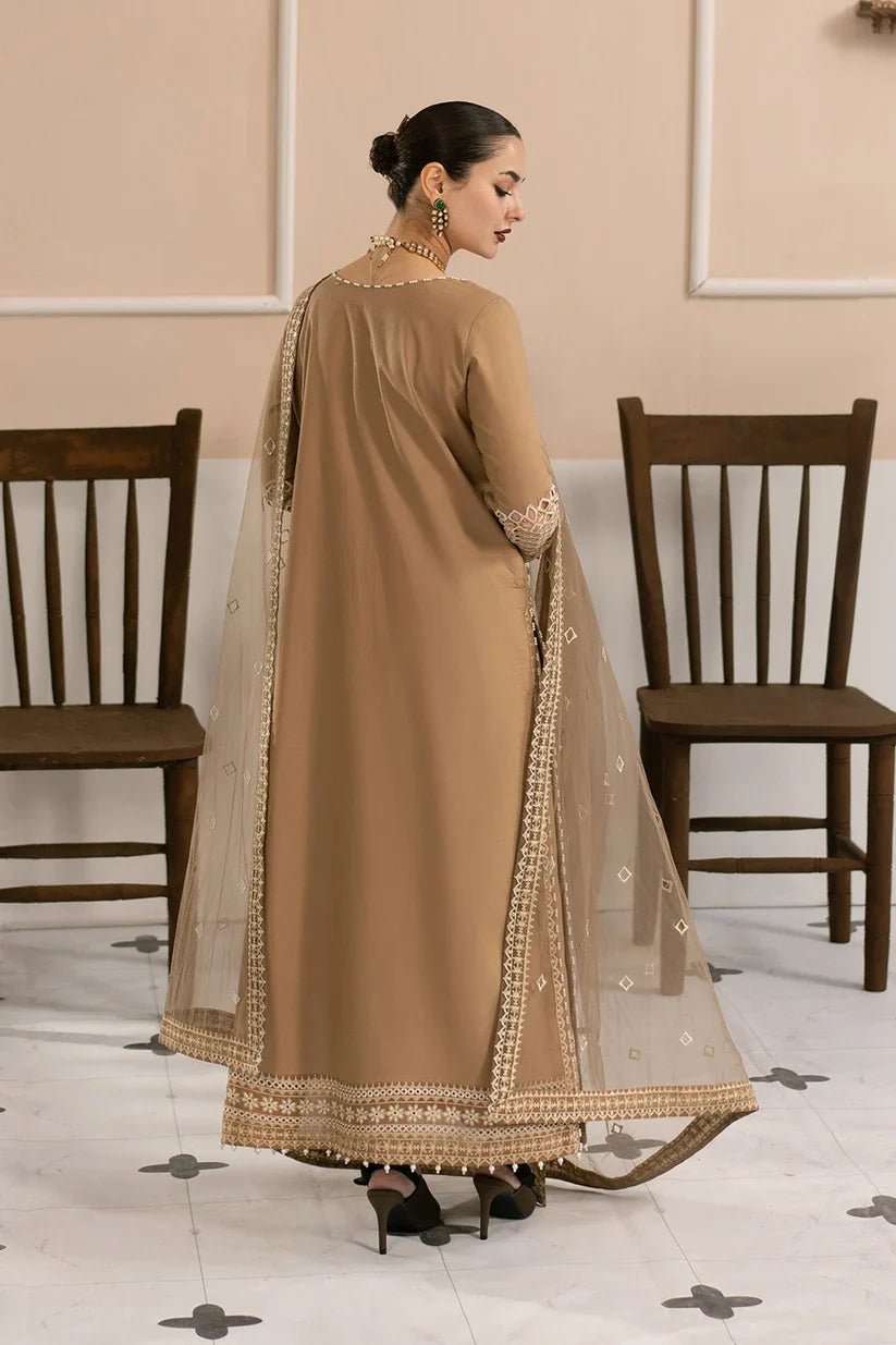 Mocha Beige & Cream: Embroidered Cotton Suit | Ready To Wear