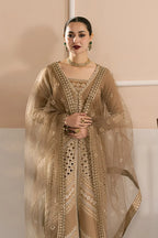 Mocha Beige & Cream: Embroidered Cotton Suit | Ready To Wear