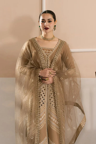 Mocha Beige & Cream: Embroidered Cotton Suit | Ready To Wear