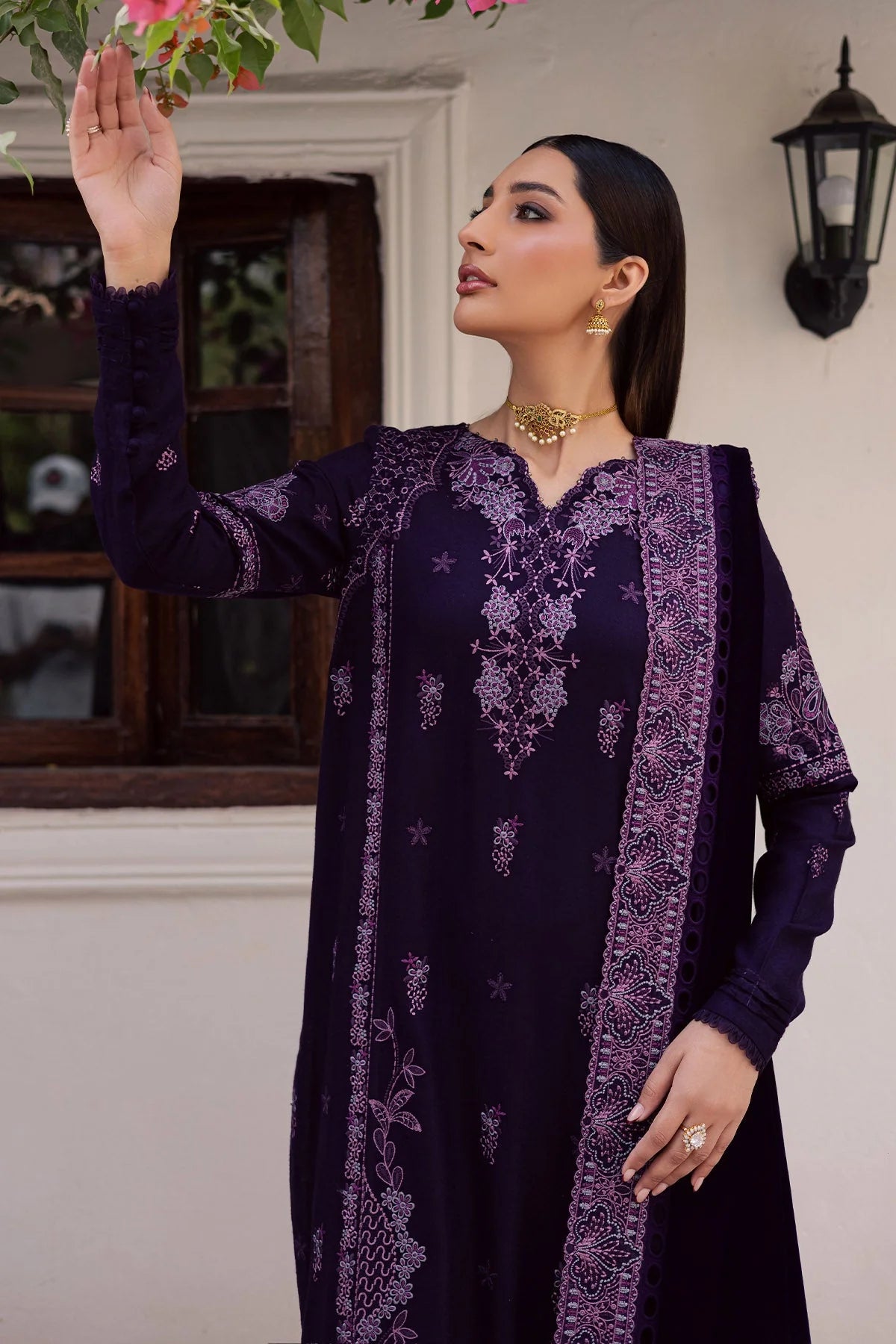 Deep Purple & Lilac: Velvet Embroidered Suit | Ready To Wear