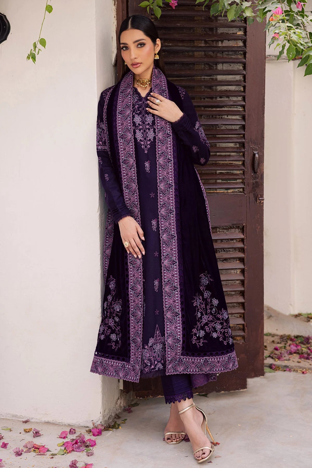 Deep Purple & Lilac: Velvet Embroidered Suit | Ready To Wear