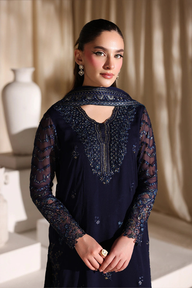 Chiffon Suit with Malai Trouser & Sequence Work | Ready To Wear