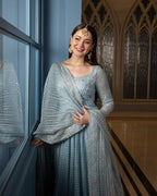 03 Piece Luxury Net Maxi - Ready To Wear