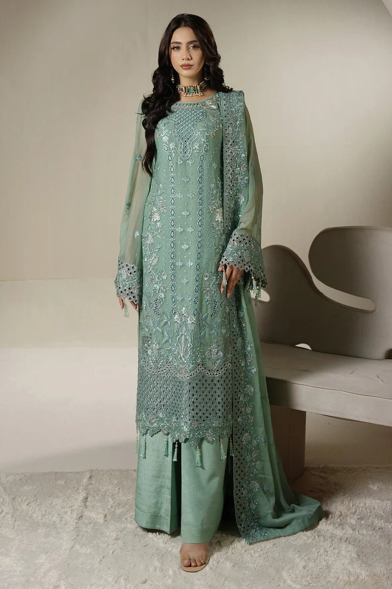 Seafoam Green: Embroidered Chiffon Suit | Ready To Wear