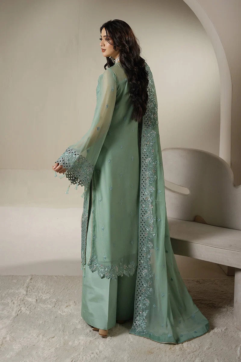 Seafoam Green: Embroidered Chiffon Suit | Ready To Wear