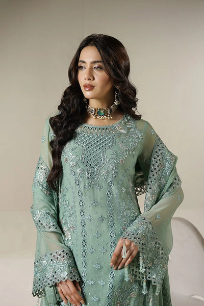 Seafoam Green: Embroidered Chiffon Suit | Ready To Wear