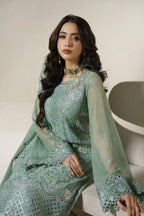 Seafoam Green: Embroidered Chiffon Suit | Ready To Wear