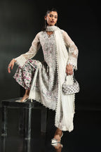 Icy White & Floral Accent: Embroidered Organza Suit | Ready To Wear