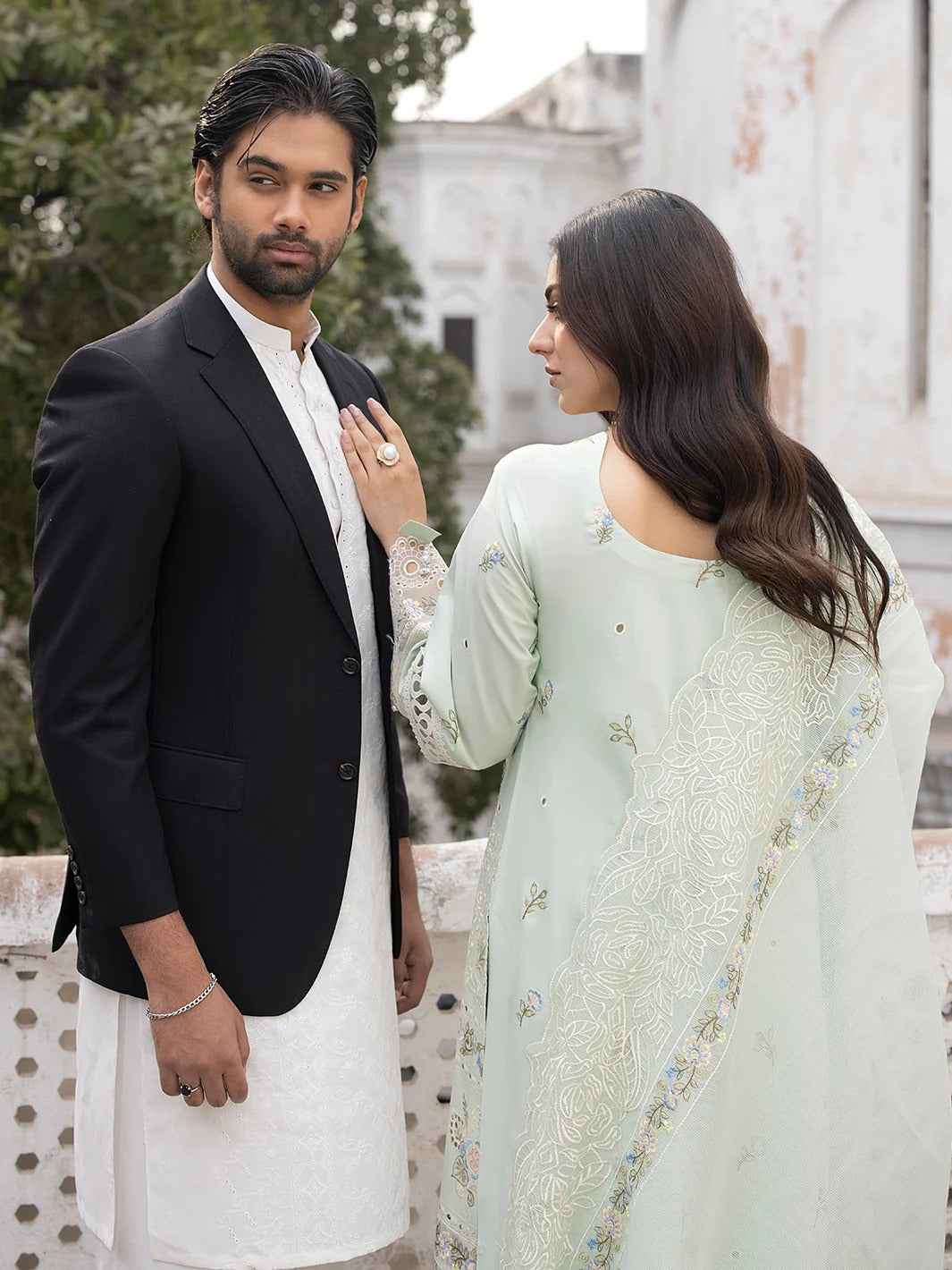 03-Piece Embroidered Net  Lawn Cotton Suit - Ready To Wear