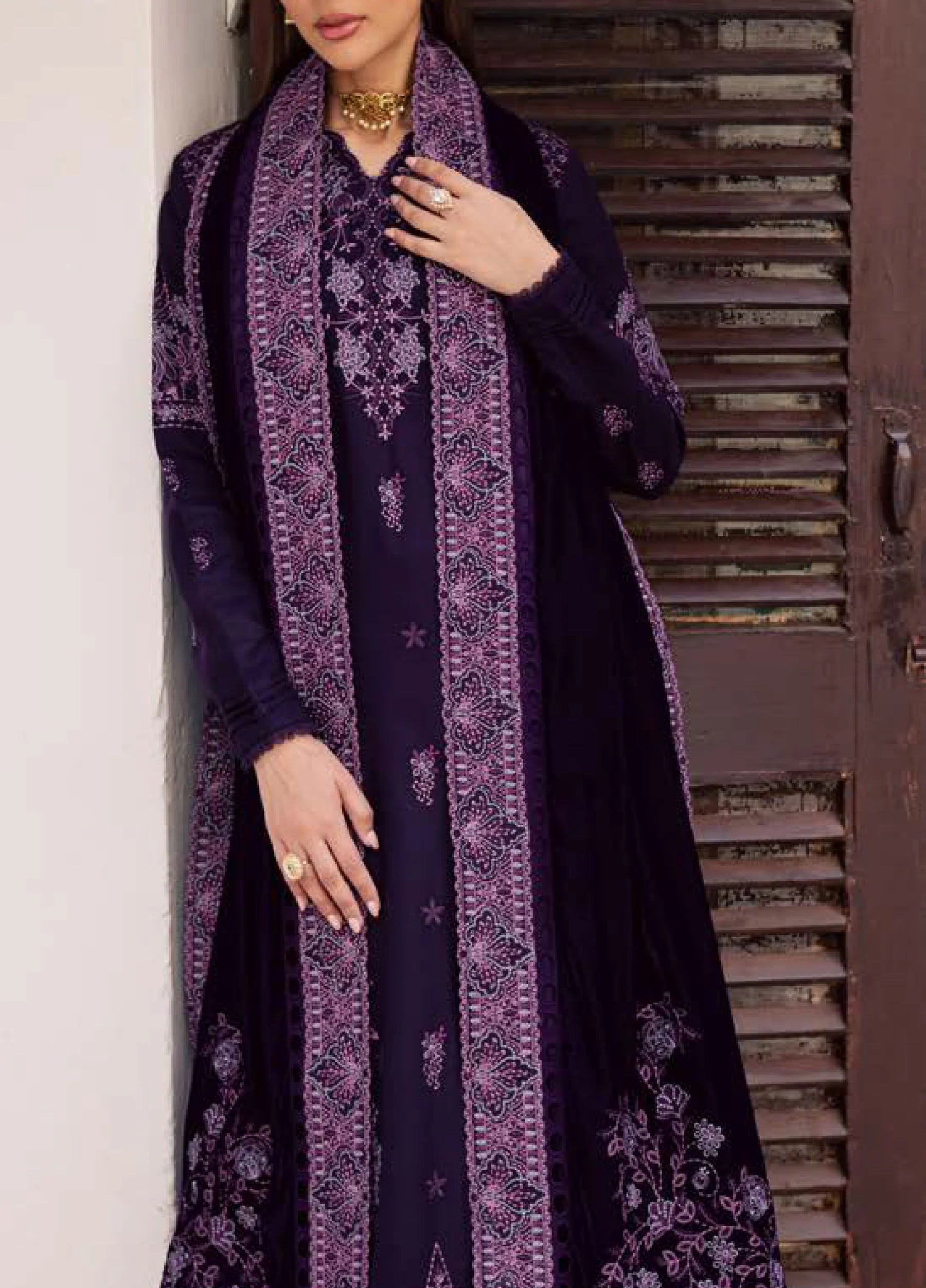 Deep Purple & Lilac: Velvet Embroidered Suit | Ready To Wear