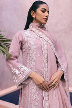 Muted Lavender Pink: Embroidered Chiffon Suit | Ready To Wear