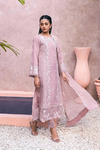 Muted Lavender Pink: Embroidered Chiffon Suit | Ready To Wear