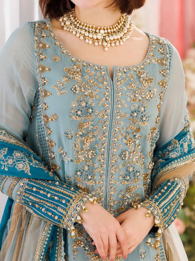 Soft Lavender: Embroidered Chiffon Suit With Purple Bordered Dupatta | Ready To Wear