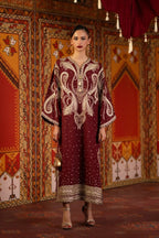 3 Pcs Luxury Charmoush Silk Suit with Embroidered Spangle & Laser Work | Ready To Wear