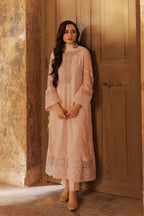 Soft Peach & Pearl: Embroidered Chiffon Suit | Ready To Wear
