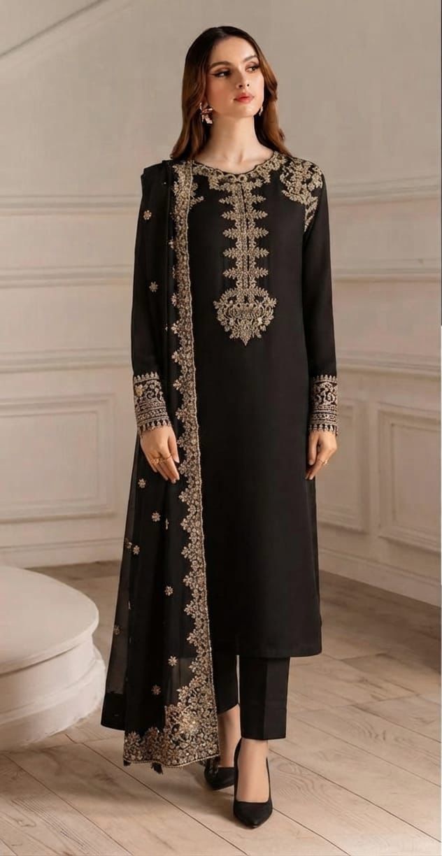 03-Piece Embroidered Chiffon Suit | Ready To Wear