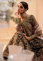 Deep Antique Bronze & Charcoal: Heavy Embroidered Organza Suit |