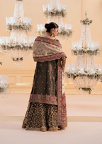 Deep Antique Bronze & Charcoal: Heavy Embroidered Organza Suit |