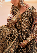 Deep Antique Bronze & Charcoal: Heavy Embroidered Organza Suit |