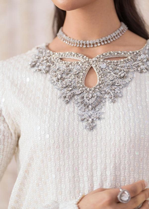 Luxury Heavy Embroidered Chiffon Formal Suit with Adda Work Neck | Ready To Wear
