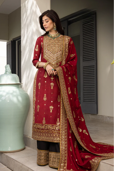 03-Piece Luxury Heavy Embroidered Chiffon Suit - Ready To Wear