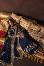 Royal Navy & Shimmering Gold: Embroidered Velvet Suit
