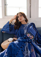 Cobalt Blue: Cotton Suit With Thread Embroidery | Ready To Wear