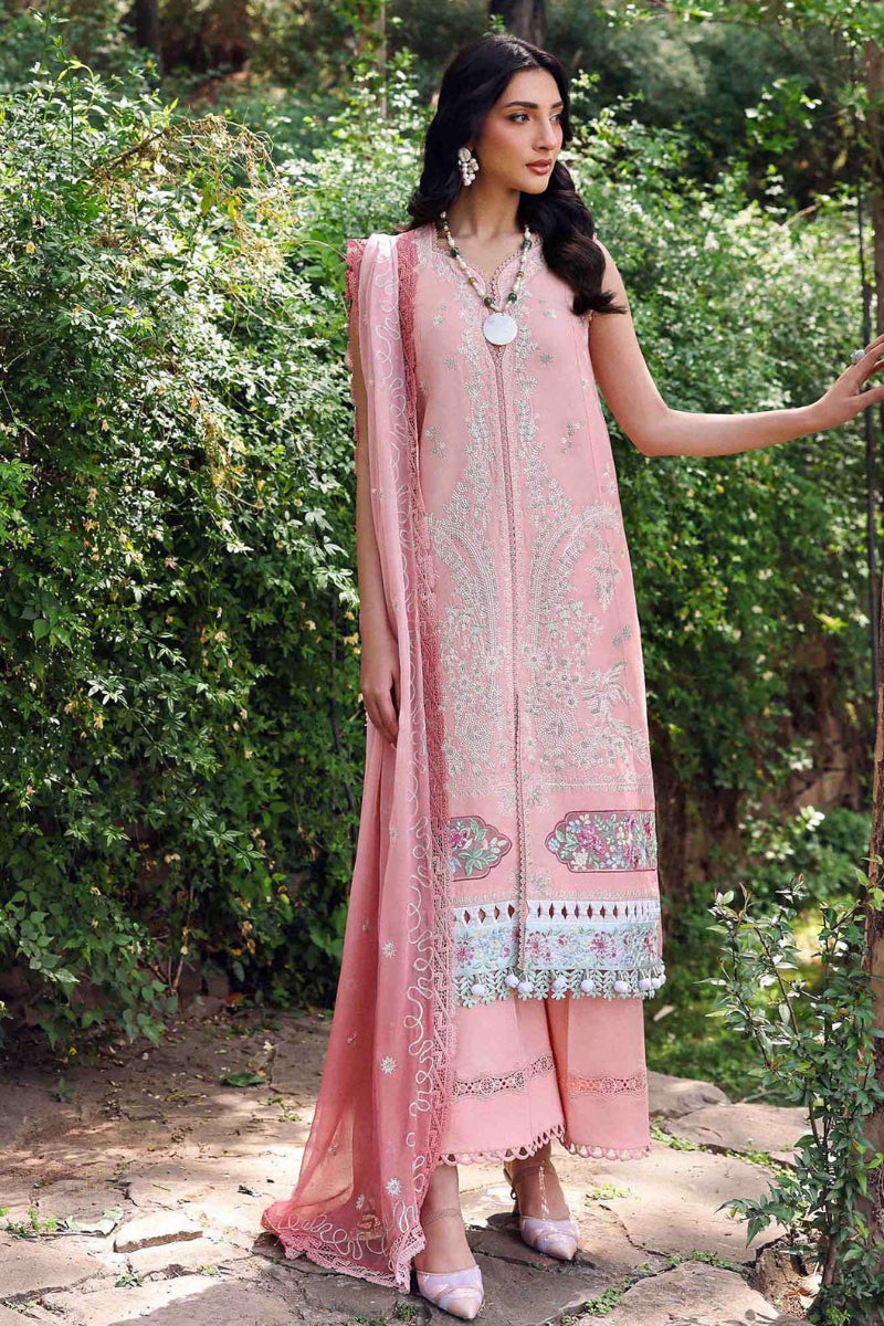 3 Pcs Thread Embroidered Egyptian Lawn Suit with Chiffon Dupatta | Ready To Wear