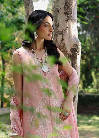 3 Pcs Thread Embroidered Egyptian Lawn Suit with Chiffon Dupatta | Ready To Wear