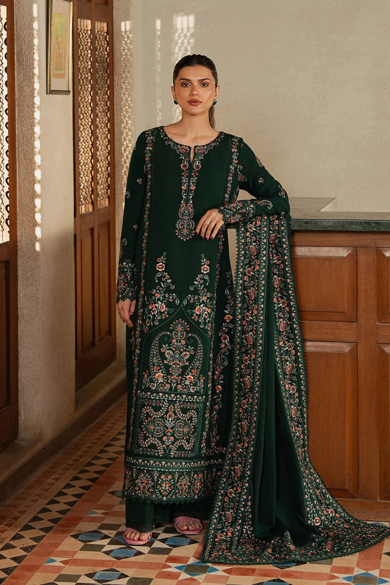 Rich Emerald & Rust Accent: Embroidered Lawn Suit | Ready To Wear